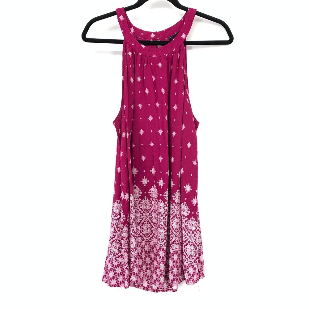 Torrid Halter Tank Top Blouse Womens Size 1X Magenta Pink White Print